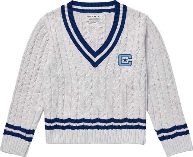 The Citadel Women's Cable Knit V-Neck Sweater
