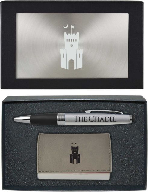 The Citadel Business Card Holder And Pen Set