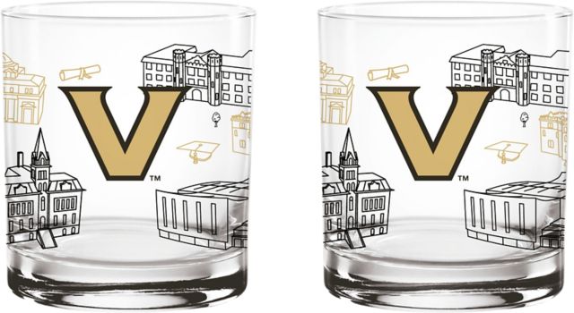 Vanderbilt University 14 oz. Campus Line Rocks Glass