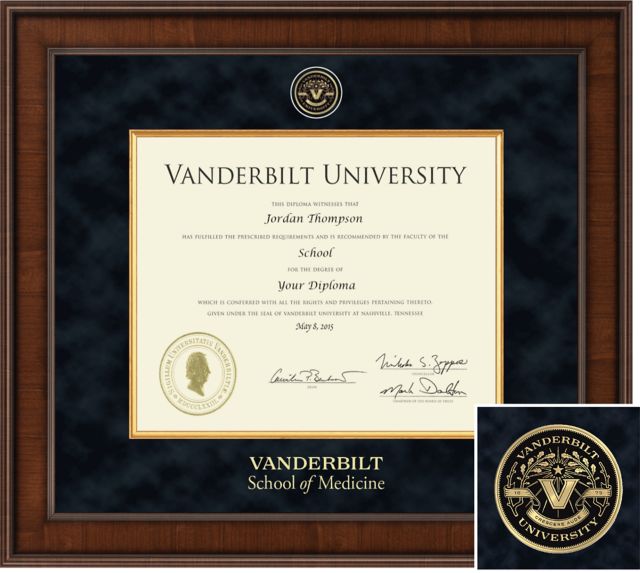 CHURCH HILL CLASSICS PRESIDENTIAL DIPLOMA FRAME.  School of Medicine, PhD  - ONLINE ONLY