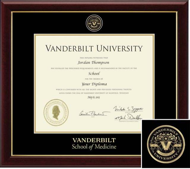 CHURCH HILL CLASSICS MASTERPIECE DIPLOMA FRAME.  School of Medicine, PhD - ONLINE ONLY