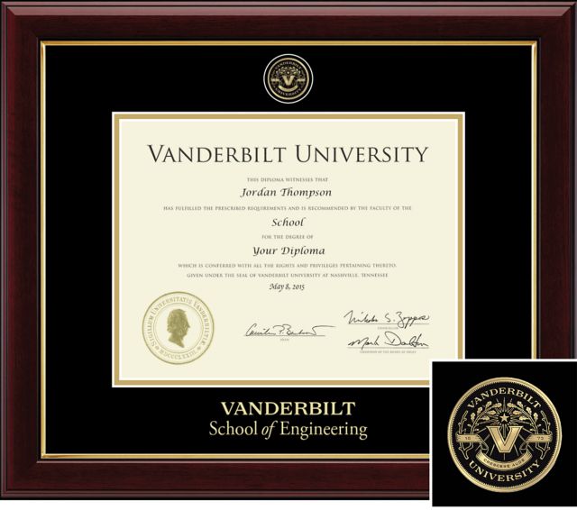 CHURCH HILL CLASSICS MASTERPIECE DIPLOMA FRAME.  School of Engineering, Bachelors, Masters - ONLINE ONLY