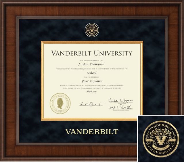 Vanderbilt University Presidential 8.5 x 11 Bachelor/Master Diploma Frame