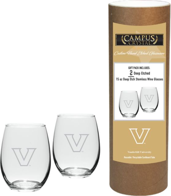 Vanderbilt University 15 oz. Stemless Wineglass - Set of 2