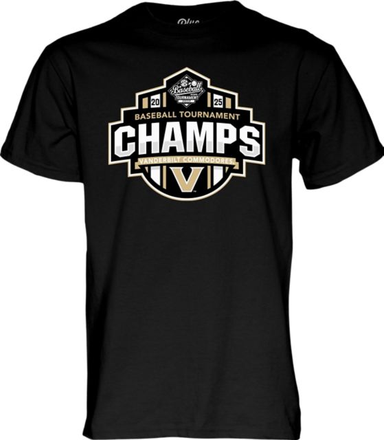 Vanderbilt University Baseball 2025 SEC Tournament Champions Locker Room Short Sleeve T-Shirt
