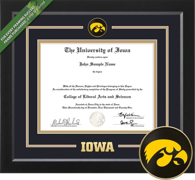 University of Iowa 8.5'' x 11'' Spirit Diploma Frame