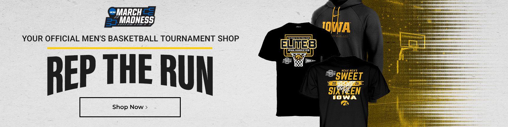 Your official men's basketball tournament shop. Rep The Run. Shop Now.