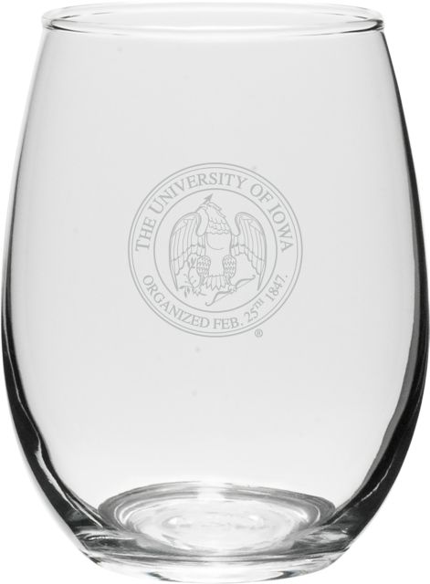 University of Iowa 15 oz. Wine Glass