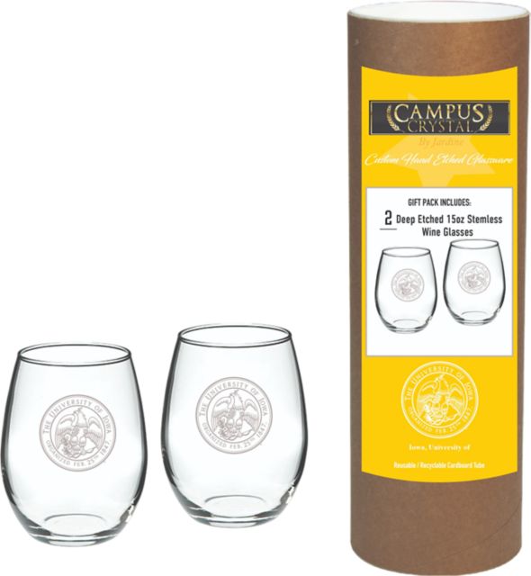 University of Iowa Stemless Tumbler Glass Set