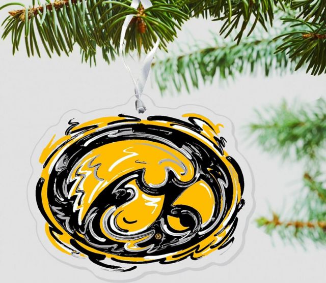 University of Iowa Hawkeyes 3 x 4 Etched Ornament