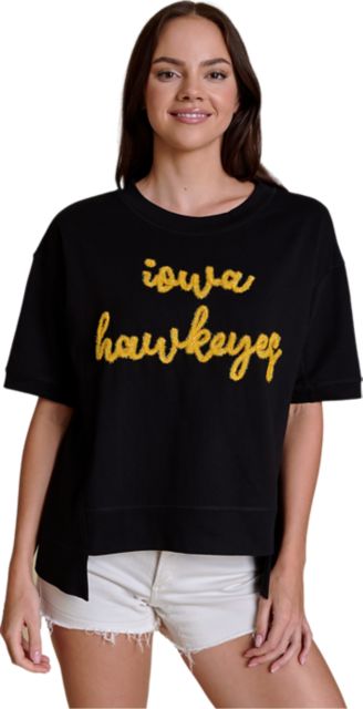 University of Iowa Women's Glitter Script Boxy Top