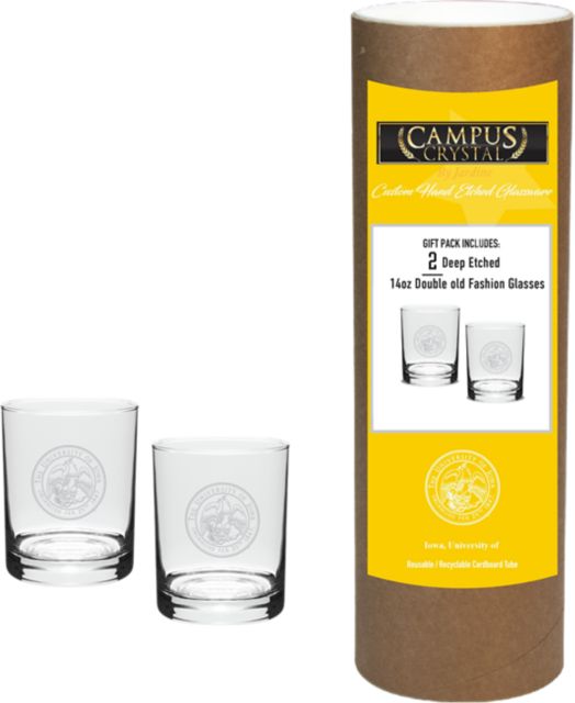 University of Iowa 14 oz. Double Old Fashion Glass - Set of 2