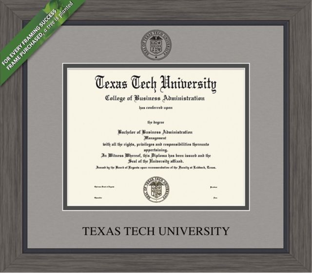 Texas Tech University 11'' x 14'' Greystone Diploma Frame
