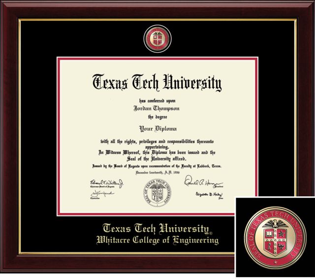 Church Hill Classics Presidential Diploma Frame. Whitacre College of Engineering(Online Only)