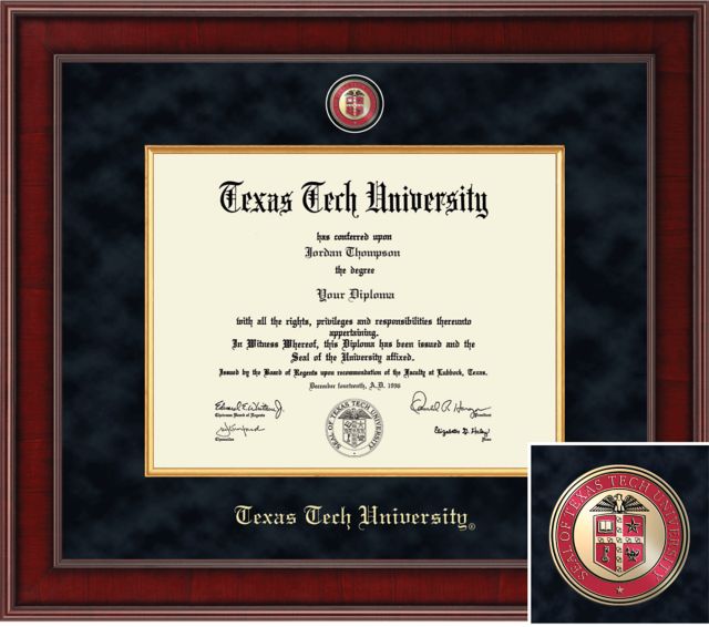 Texas Tech University. Presidential Diploma Frame. Bachelors, Masters, PhD. Church Hill Classics