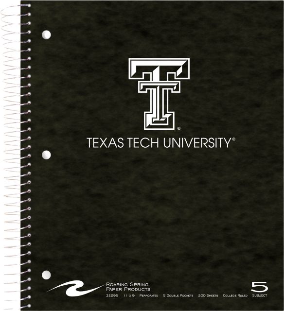 Texas Tech University 5 Subject Notebook 200-Sheet