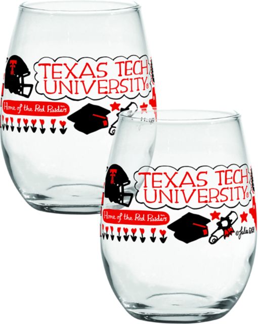 Texas Tech University Julia Gash Stemless Wine Glass - Set of 2