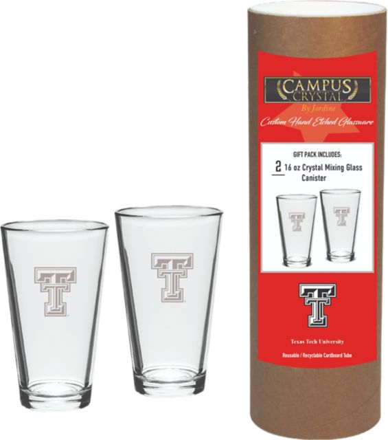Texas Tech University 16 oz. Etched Glass - Set of 2