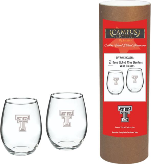 Texas Tech University 15 oz. Stemless Wine Glass - Set of 2