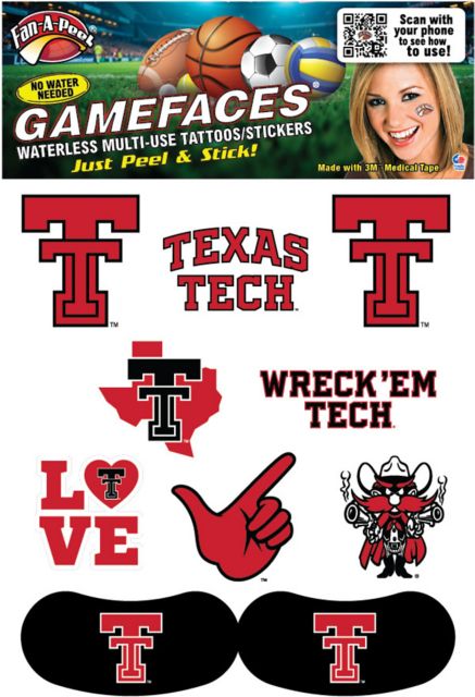 Texas Tech University Game Face Tattoos