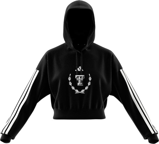 Texas Tech University 3 Stripe Crop Hooded Sweatshirt