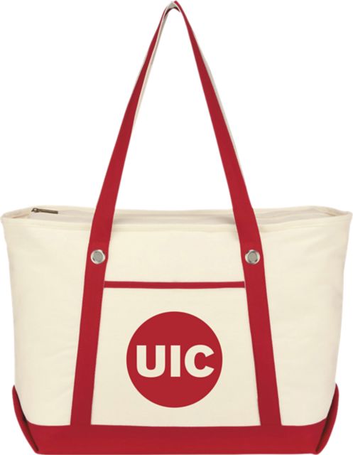 University of Illinois Chicago Canvas Zippered Tote Bag