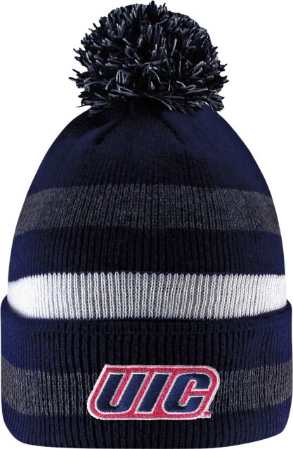 University of Illinois Chicago Flames Pom Knit Hat with Cuff