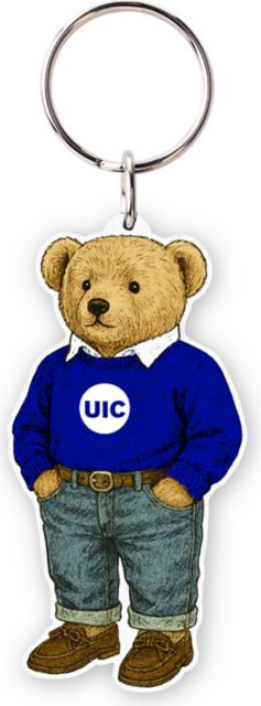 University of Illinois Chicago Teddy Bear Keychain