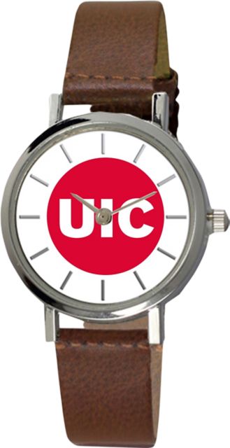 University of Illinois Chicago 28 mm Ladies Leather Watch
