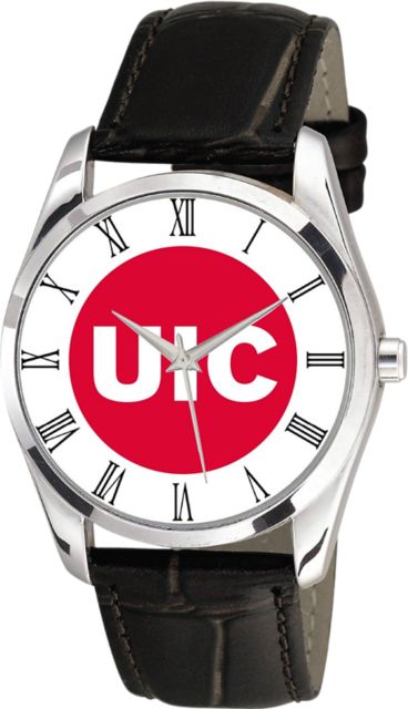 University of Illinois Chicago 36mm Men's Leather Watch