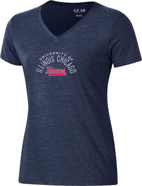 University of Illinois Chicago Women's Triblend V-Neck Short Sleeve T-Shirt