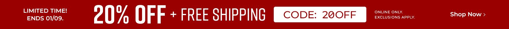 20% Off Apparel & Gifts + Free Shipping. Use Code: 20OFF. Online only. Exclusions Apply. Limited Time! Ends 01/09/2026.