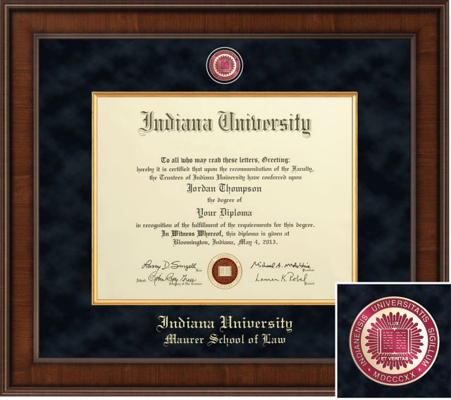 Indiana University Hoosiers Maurer School of Law Presidential Diploma Frame. 16x20 - ONLINE ONLY