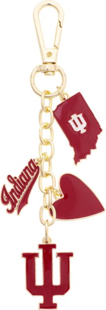 Indiana University Hoosiers Heart Cluster Bag Charm
