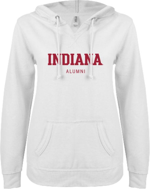 Indiana ENZA Womens V Notch Raw Edge Fleece Hoodie IU Alumni - ONLINE ONLY