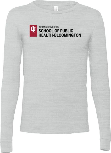Indiana Bella + Canvas  Jersey Cotton Long Sleeve T Shirt Indiana University  School of Public Health Flat Lockup - ONLINE ONLY