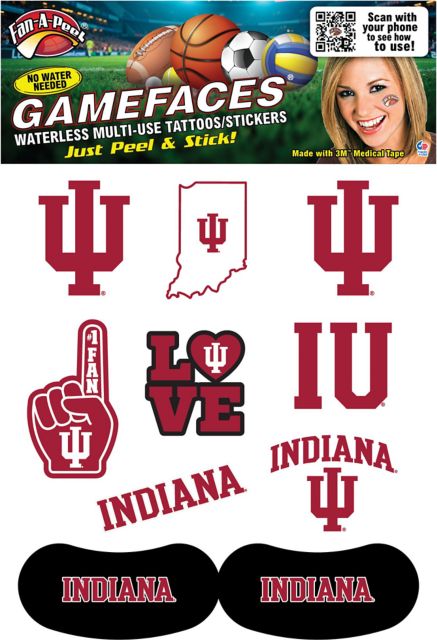 Indiana University Hoosiers Game Face Tattoos
