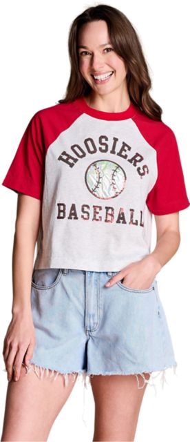 Indiana University Hoosiers Women's Baseball Sequin Short Sleeve T-Shirt