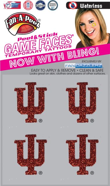 Indiana University Hoosiers 4-Pack Waterless Glitter Tattoo