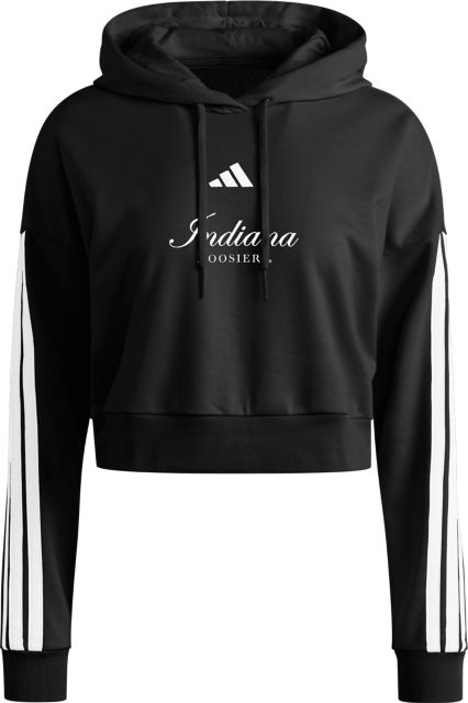 Indiana University Hoosiers Women's 3 Stripe Crop Hooded Sweatshirt