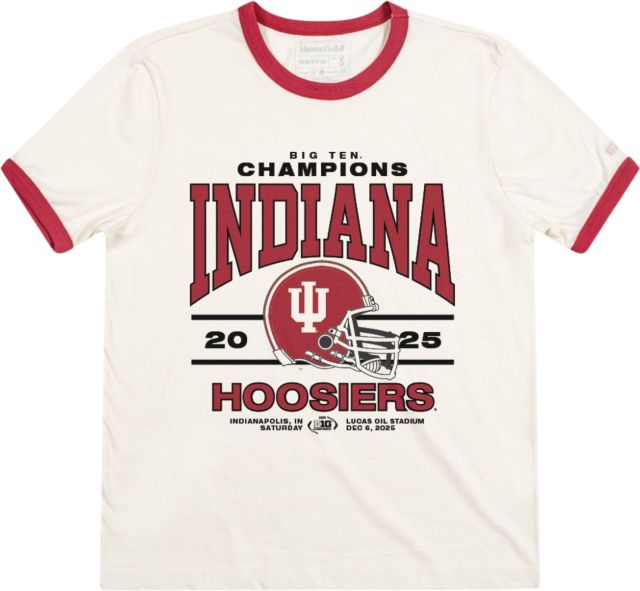 Indiana University Hoosiers Football 2025 Big 10 Champions Short Sleeve Ringer T-Shirt