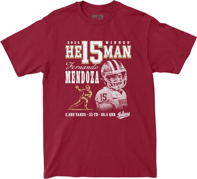 Indiana University Hoosiers Football Fernando Mendoza Heisman Winner Short Sleeve T-Shirt