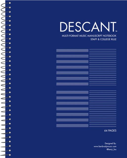 Descant Staff and College Ruled Multi-Format Manuscript Music Spiral Notebook 11 IN x 8.5 IN 64 Pages Cream Paper