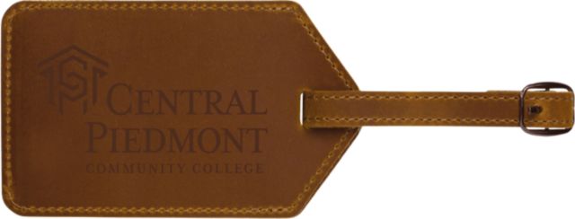 Central Piedmont Community College Crazy Horse Leather Luggage Tag