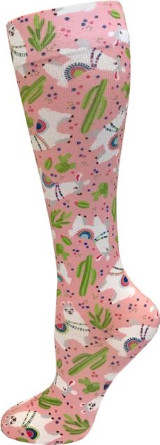 12IN SOFT COMFORT COMPRESSION SOCKS-LLAMAS PINK