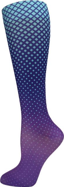 12IN SOFT COMFORT COMPRESSION SOCKS-DOT MATRIX AQUA AND PURPLE