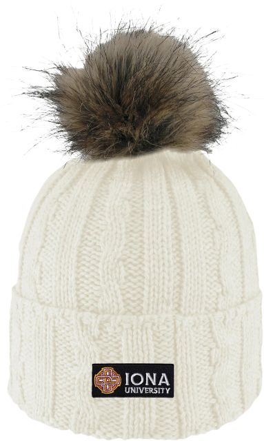 Iona University Women's Fur Pom Beanie