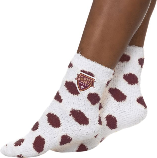 Iona University Fuzzy Dot Socks