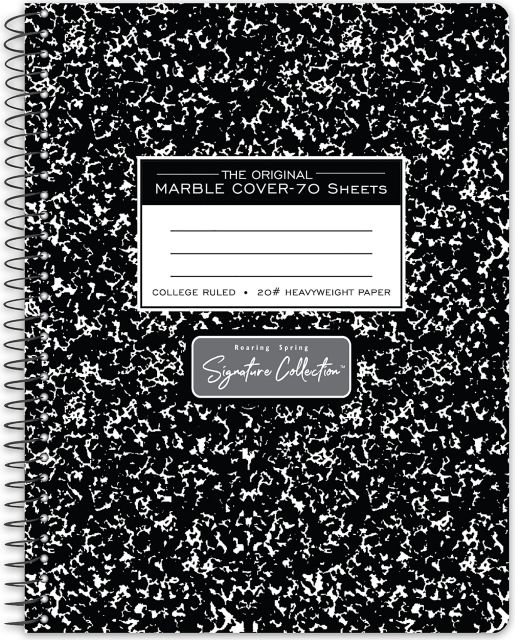 Roaring Spring Premium Wirebound Marble Comp Book, 9 3/4 x 7.5, 70 perforated sheets, Heavy 20# paper, College Ruled