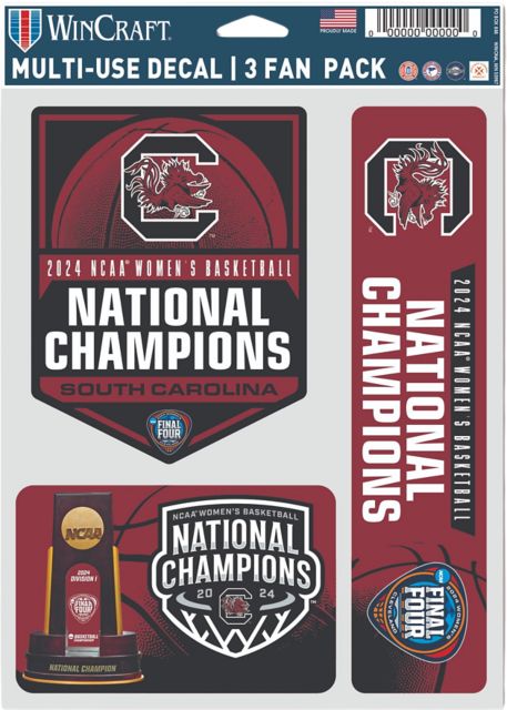 University of South Carolina Women's Basketball 2024 National Champions Fan Decal 3 Pack